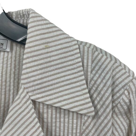 Elliot Lauren Button Front Striped Seersucker Blazer Jacket White Beige 8 ASIS - Picture 3 of 6